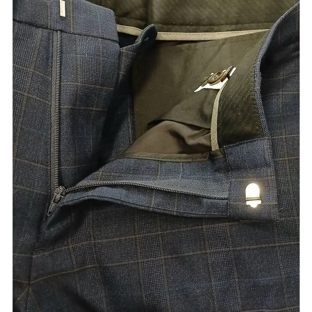 J.crew mens size 31 Ludlow four season fine wool pants blue window pane